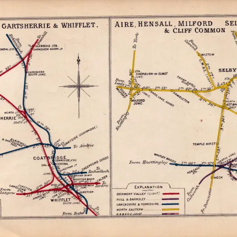 Garnqueen, Gartsherrie, Whifflet Scotland Antique Railway Junction Map-28.