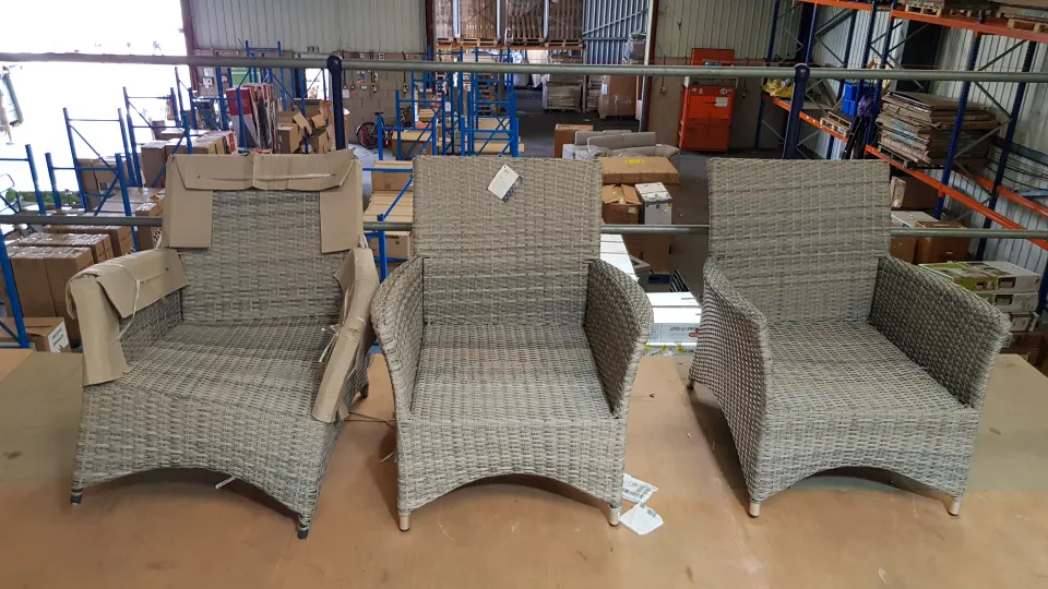 (243/Mez) Contents Of 2x Pallets – Mixed Lot. To Include 3x Hartington Florence Collection Rattan D
