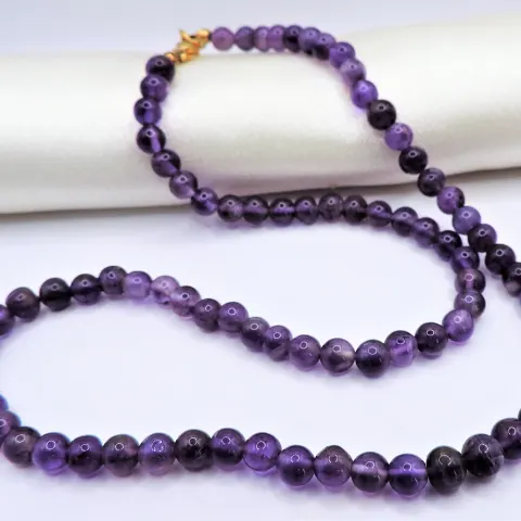 Vintage Natural Amethyst Bead Necklace 18 inches