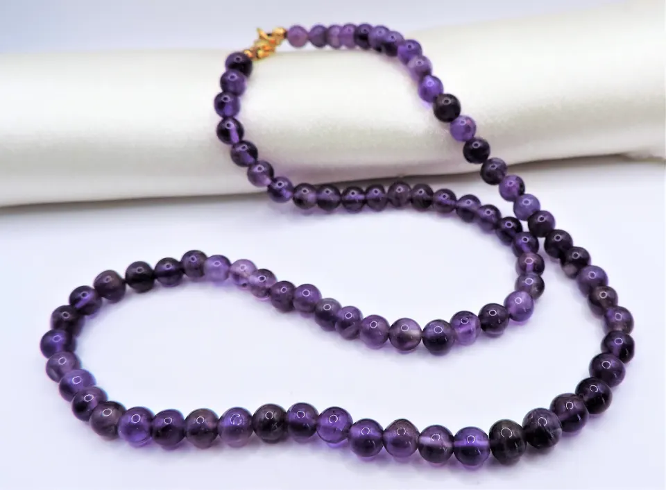 Vintage Natural Amethyst Bead Necklace 18 inches