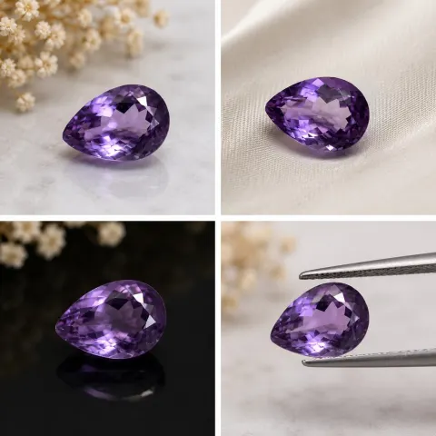 Natural Amethyst Pear Cut Loose Gemstone – 15.25 Carat – 18x13 mm