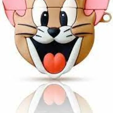 Air pods Cute Cartoon Character Silicon Case Cover, Keychain Jerry Mouse Cartoon With Earbuds