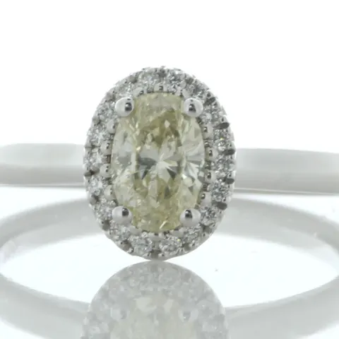 18ct White Gold Single Stone Oval Cut Diamond Ring (0.56) 0.66 Carats