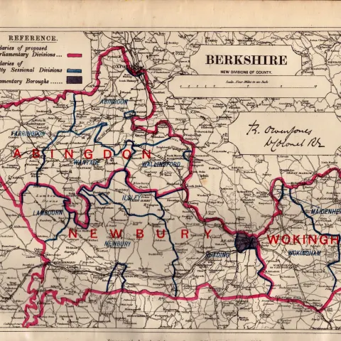 Antique 139 Years-Old Scarce  Map of Berkshire Boundary Changes 1885.