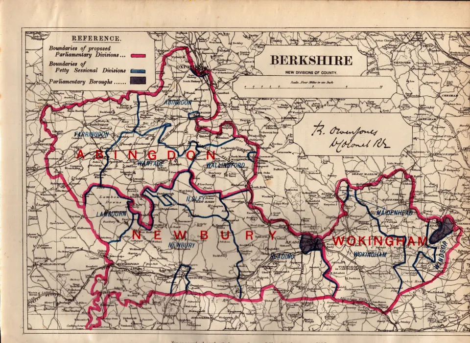 Antique 139 Years-Old Scarce  Map of Berkshire Boundary Changes 1885.