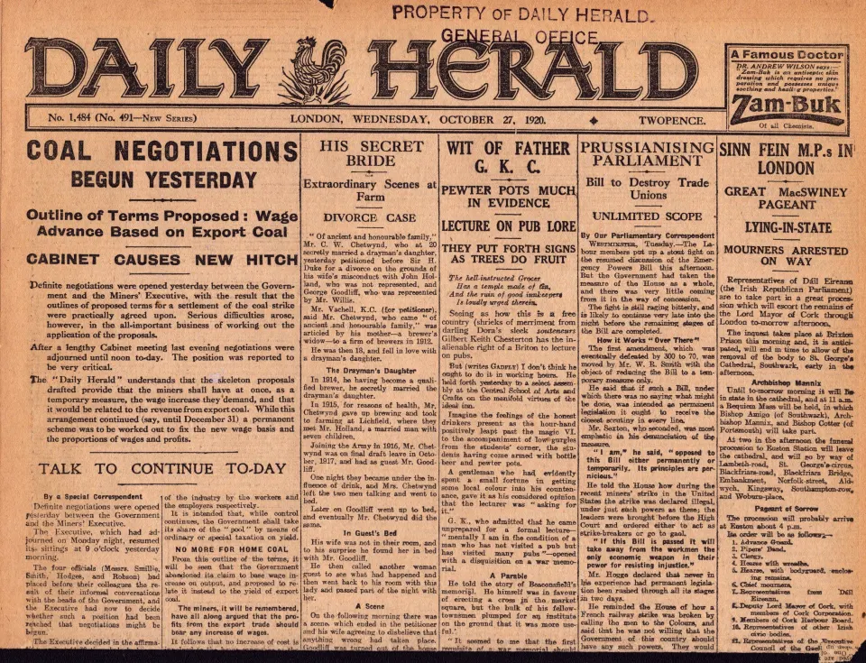 Irish War of Independence Lord Mayor of London Mourners Arrested 1920-Z.