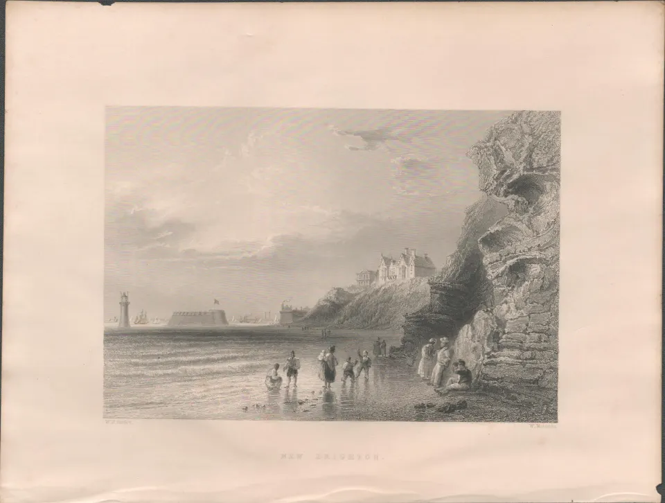 New Brighton Merseyside Antique 1842 Victorian Steel Engraving.