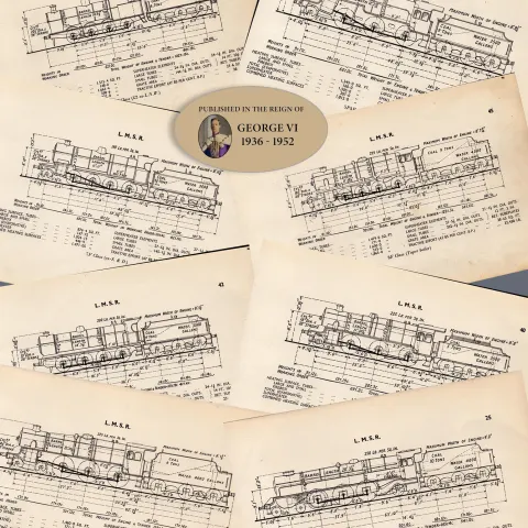 Job lot L.M.S.R. Railway Locomotive Detailed Diagram 85-Year-Old-3.