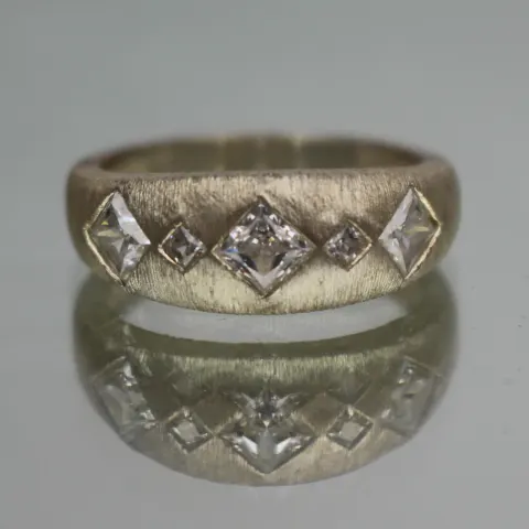 Vintage Silver Textured CZ Ring