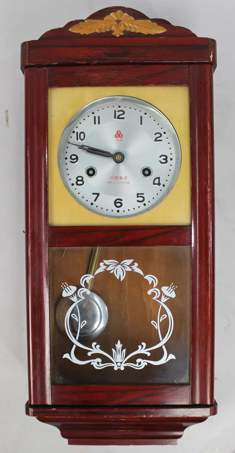 Vintage Chinese Red Lacquer Wall Clock