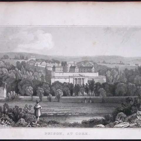 Cork Prison Ireland 194 Years Old Antique Steel Engraving-9