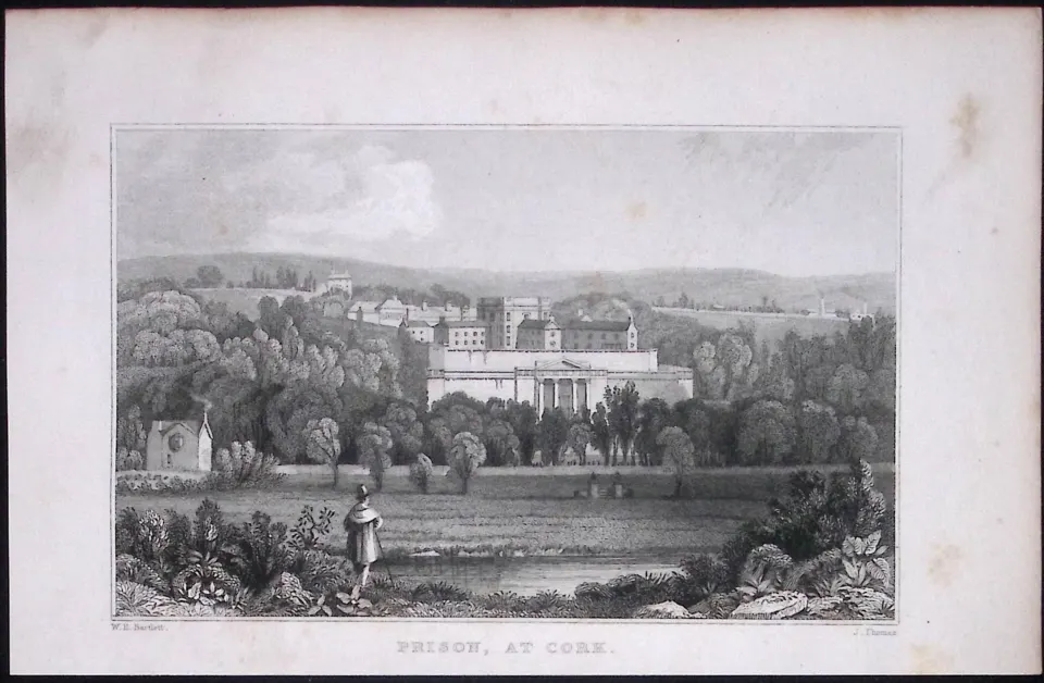 Cork Prison Ireland 194 Years Old Antique Steel Engraving-9