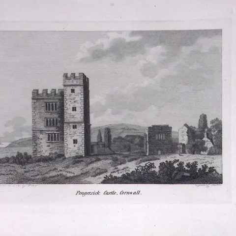 Cornwall Pengersick Castle Francis Grose Rare 240 Years-Old Copper Engraving-11