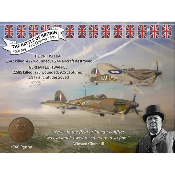 WW2 Battle Of Britain Hawker Hurricane  Metal Wall Art Coin Display.