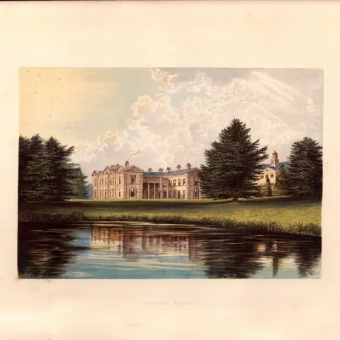 Compton Verney Warwickshire Gilt-Edge Coloured Antique Book Plate.