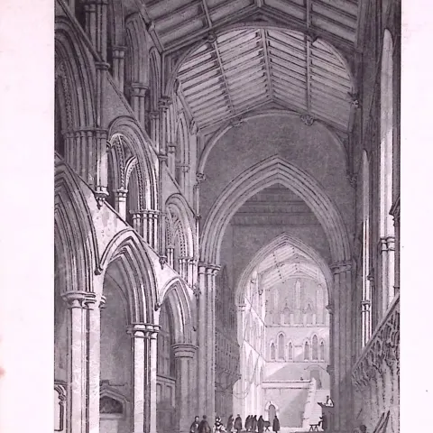 Hexham Church Northumberland 1835 Antique Steel Engraving-10-TR