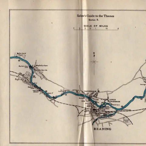 Salters Guide To The Thames No 5 Antique Coloured George V Map.