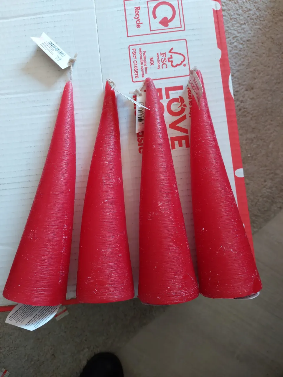 8 red cone candles from Paperchase