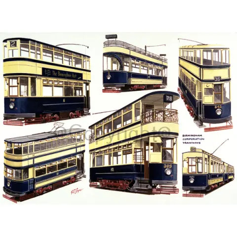 Birmingham Corporation Tramways  Extra Large Steam Train Metal Wall Art