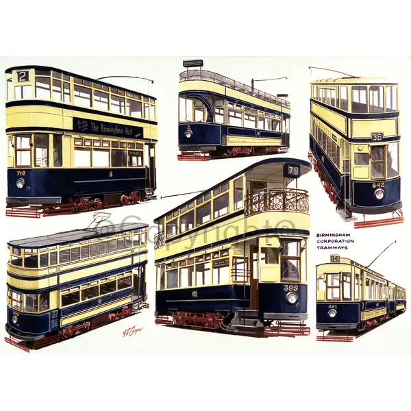 Birmingham Corporation Tramways  Extra Large Steam Train Metal Wall Art