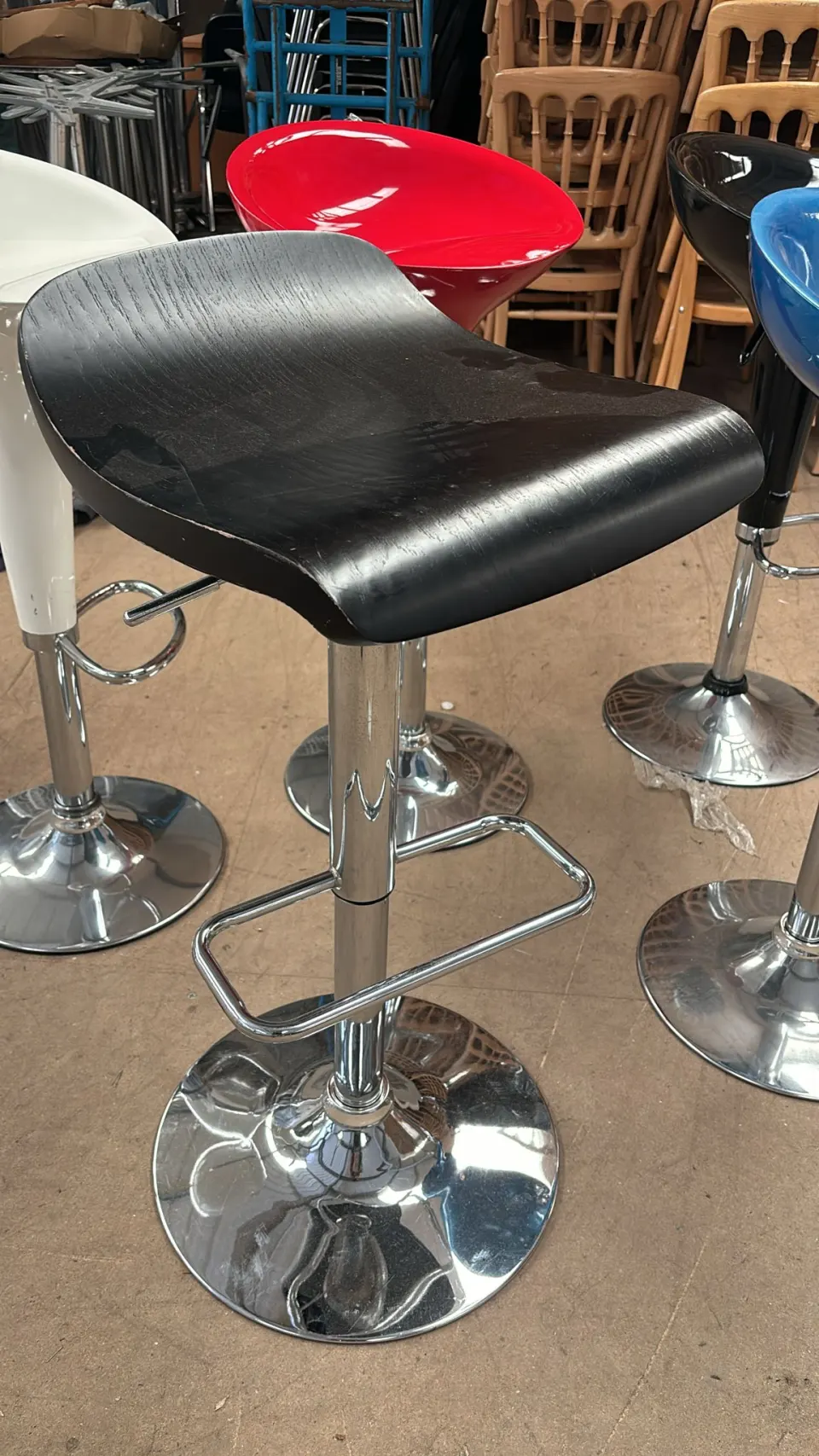 4 x Black Wooden Adjustable Seat Low / High Chairs