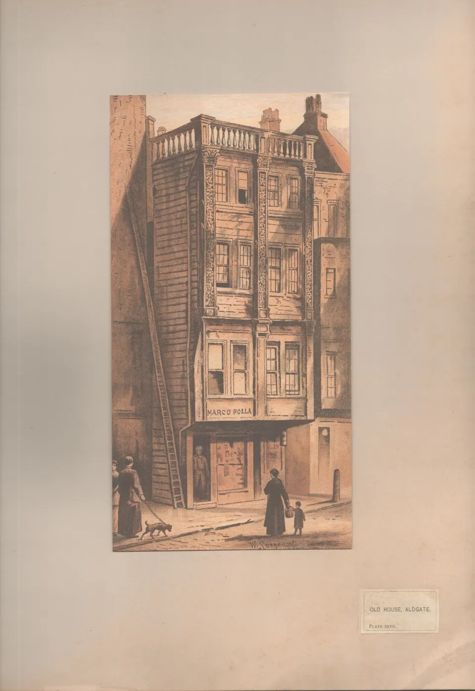 Old House, Aldgate Antique 1888 Views of London.