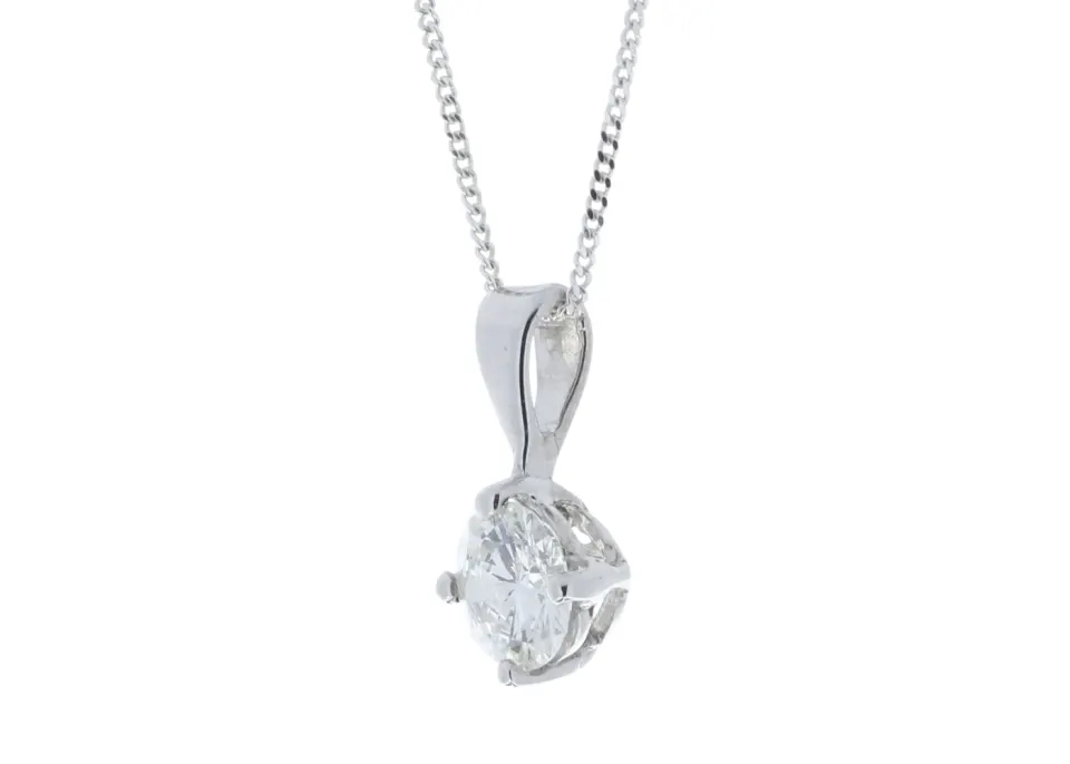 18ct White Gold Single Stone Prong Set Diamond Pendant 0.70 Carats