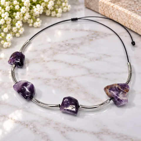 Purple Stone Statement Necklace