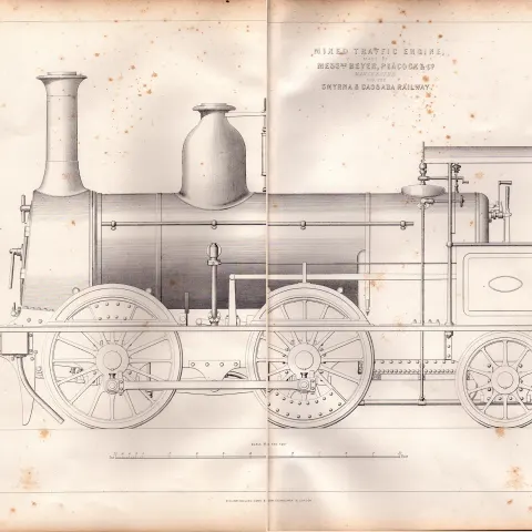 Mixed Traffic Engine Smyrna & Cassaba Railway Turkey Antique Diagram-8.
