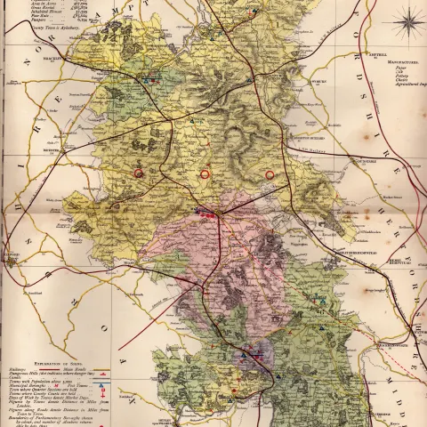 County of Buckinghamshire Large Victorian Letts 1884 Antique Coloured Map.