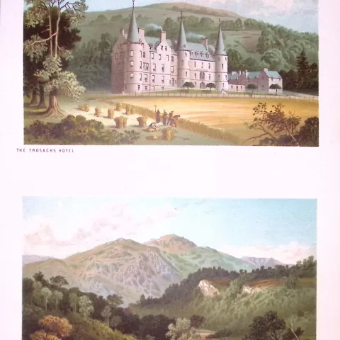 Scotland The Pass of The Trossachs Antique Coloured Print-30a