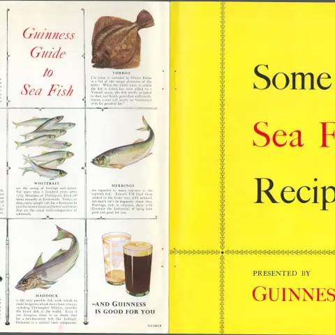Double Sided 62 Yrs Old Vintage 1961 Guinness Print Sea Fish Recipes