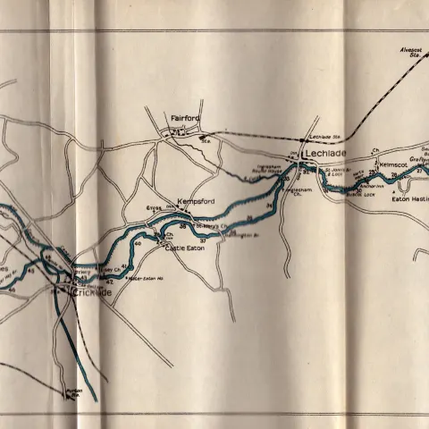 Salters Guide To The Thames No 1 Antique Coloured George V Map.