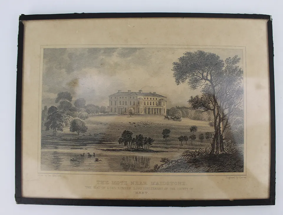 Small Georgian Engraving The Mote Near Maidstone