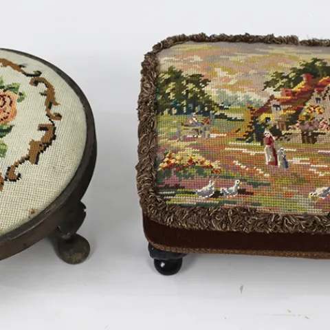 Pair of Vintage Petit Point Footstools