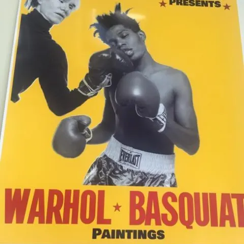 Basquiat, Andy Warhol (b 1928-87) ‘Four Hands’ retro bill board Exhibition, offset Lithograph, 1985