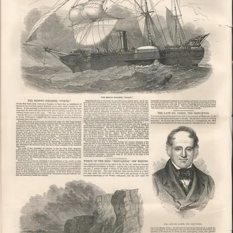 Wreck of The "Newcastle" Coast of Whitby 1849 Newspaper