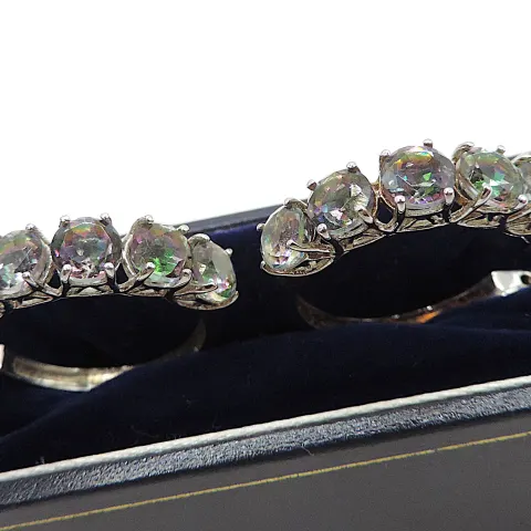Sterling Silver 7.5 Carat Mystic Topaz Earrings New With Gift Box