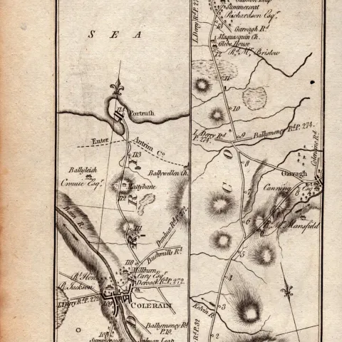 Ireland Rare Antique 1777 Map Dungiven To Coleraine & Garvagh.