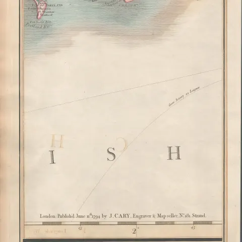 The Dorset Coast  John Cary's  Antique 1794 Map.