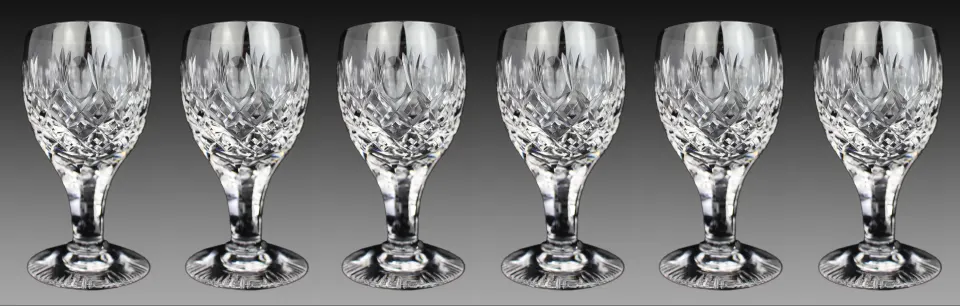 Set of 6 Vintage Fine Crystal Small Wine Glasses