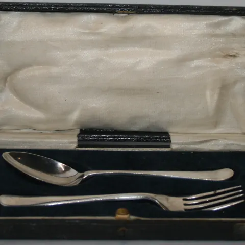 Silver Cased Christening Spoon & Fork Sheffield 1917