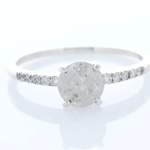 18ct White Gold Single Stone Prong Set With Stone Set Shoulders Diamond Ring (0.95) 1.05 Carats