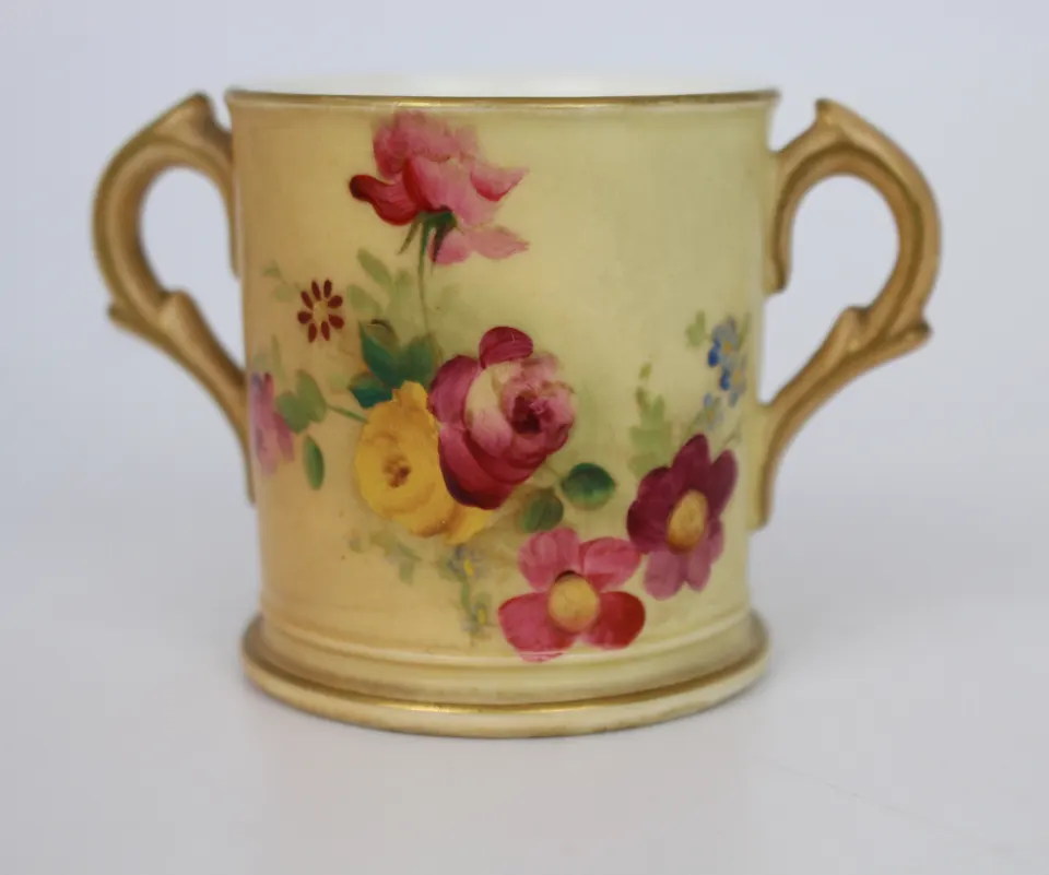 Edwardian Royal Worcester Small Two Handled Blush Cup