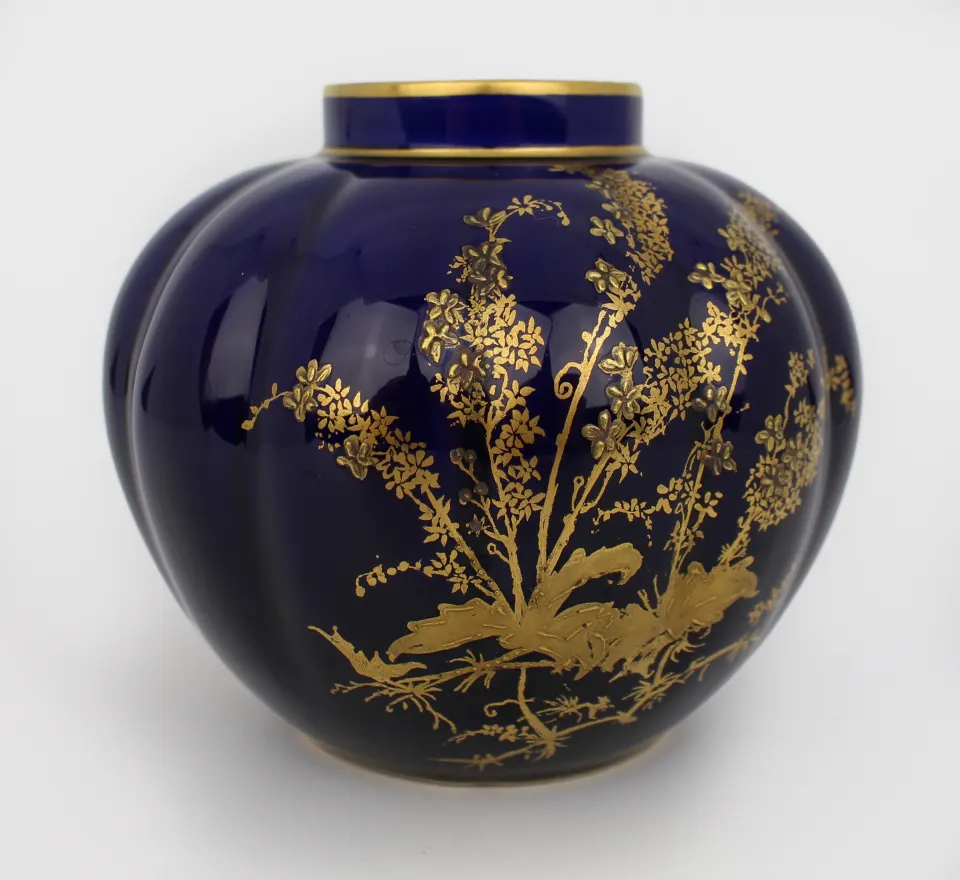 Late Victorian Royal Crown Derby Cobalt Blue & Gilded Vase