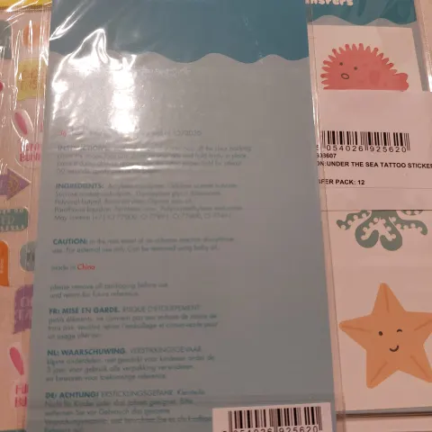 Tattoo transfers, cute and under the sea.  48 packs