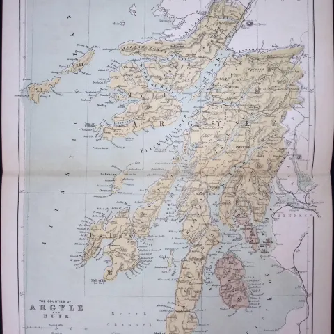 The Counties Argyle & Bute Scotland 150 Years-Old Antique 1875 Map-13