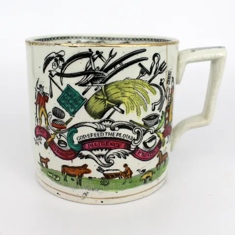 Antique Early 19th c. Farmers Arms Tankard