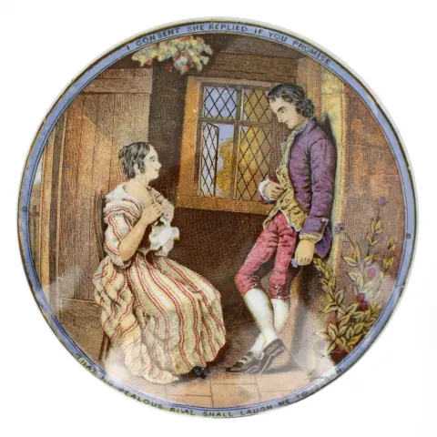 Antique Prattware I Consent She Replied If You Promise Pot Lid & Base