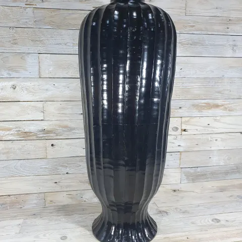 Solid Wood Balinese Ebonised Heavy Grand Table Vase 77cm Tall x 30cm across. RRP £499